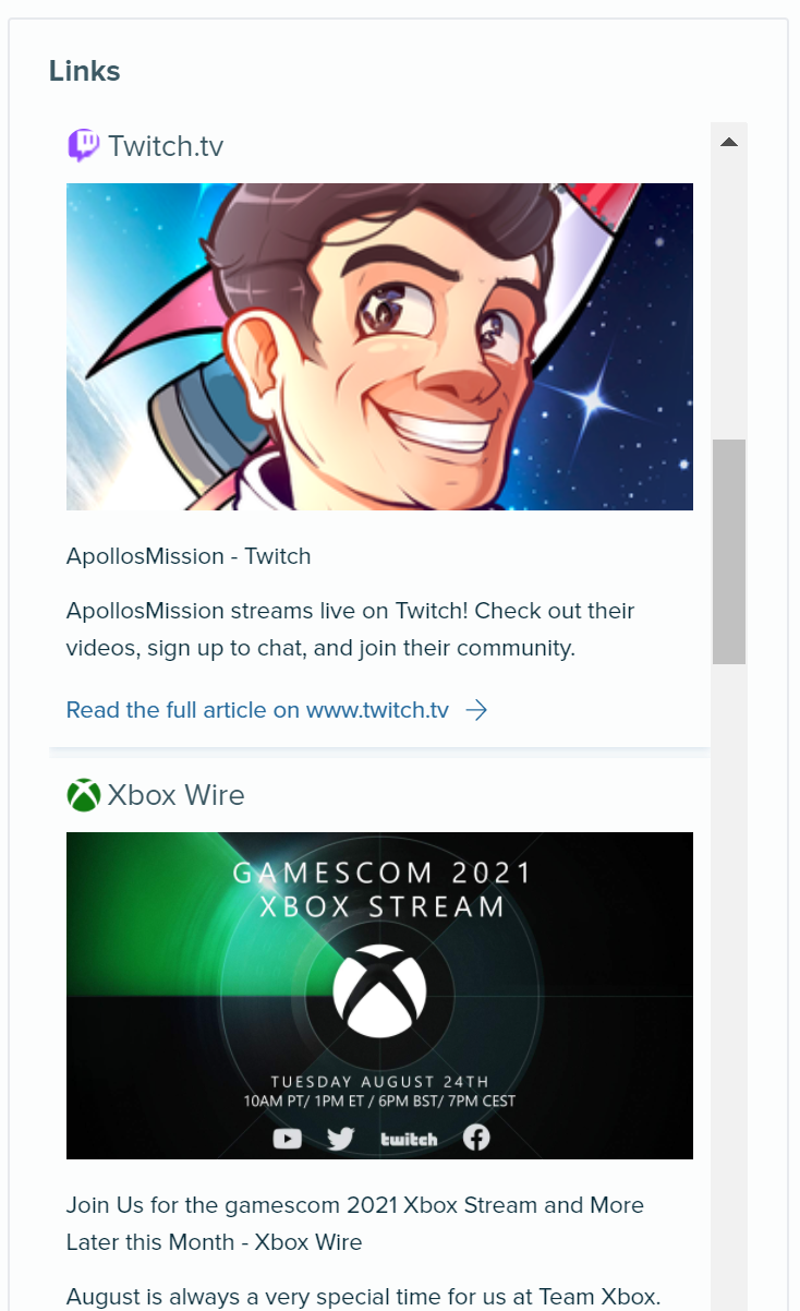 2 Links panel
