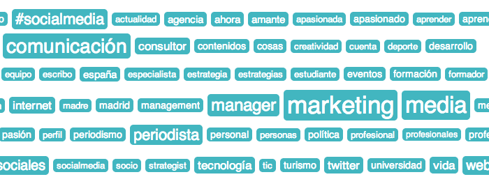 Nube de etiquetas basada en la biografía de tus seguidores en Twitter