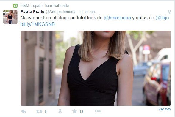 H&M hace un RT a una blogger influyente
