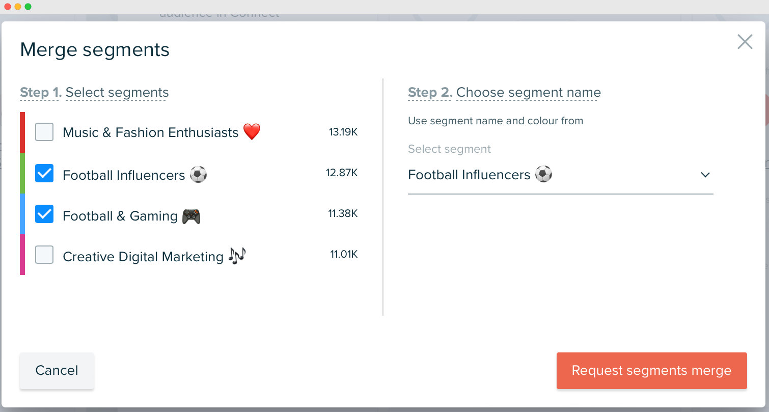 Audiense blog - Audiense Insights: fusiona segmentos en tus informes