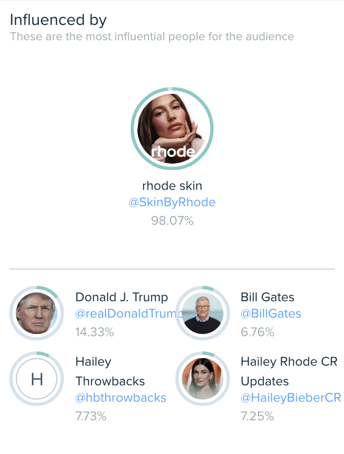 Audiense blog - image - Rhode audience - The Rhodecore Loyalists segment influencers - Audiense Insights