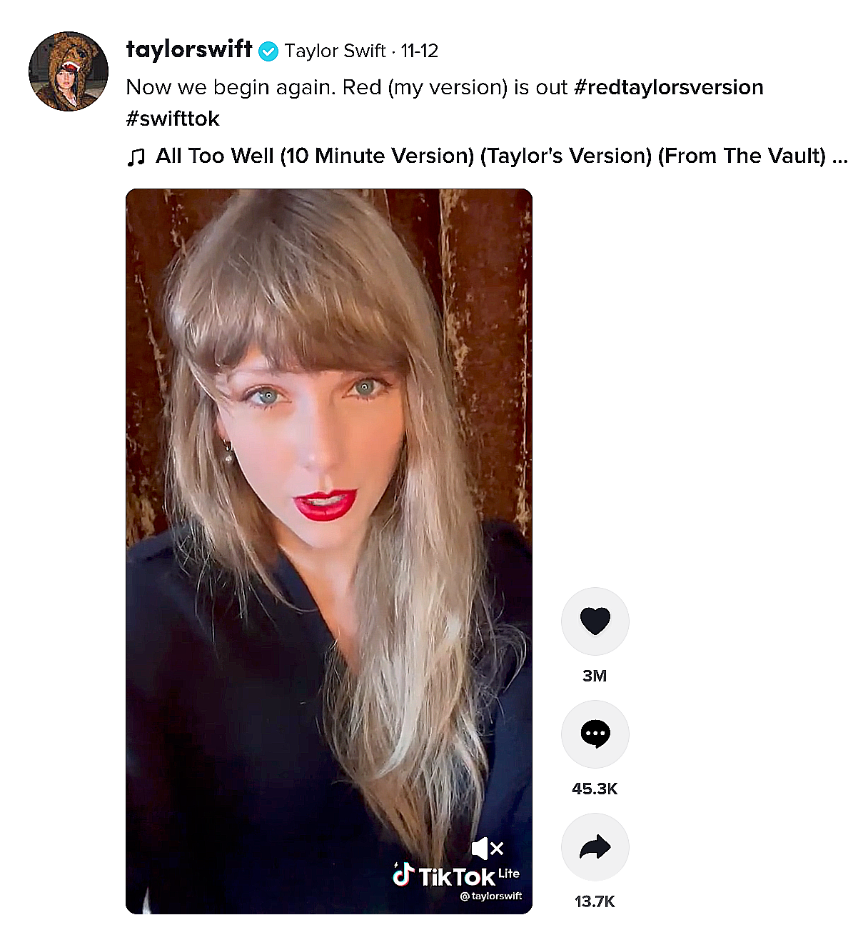 Audiense blog - Taylor let her fans know all songs were available as sounds