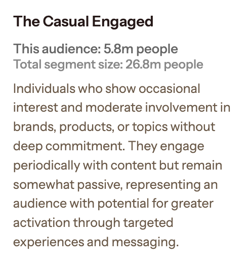 Audiense blog - image - "the casual engaged" segment