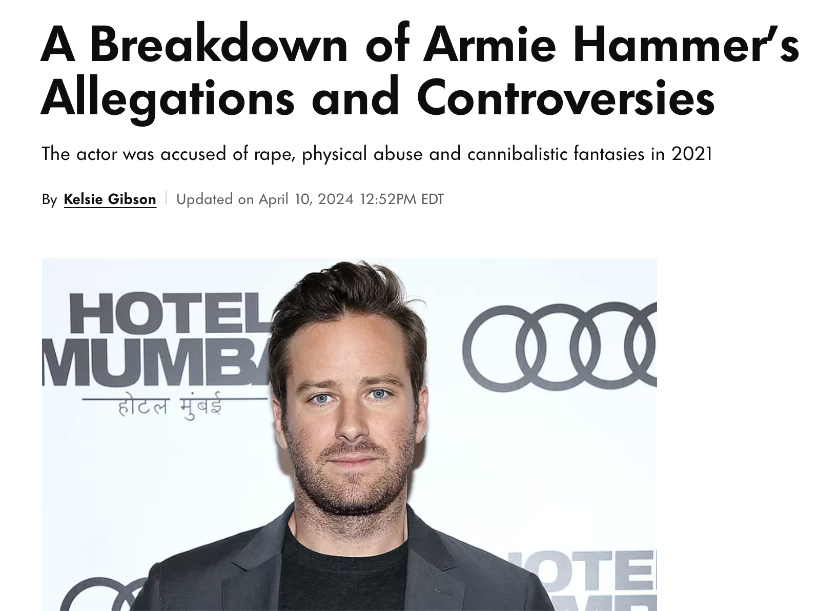 Audiense blog - imagen - noticia sobre Armie Hammer