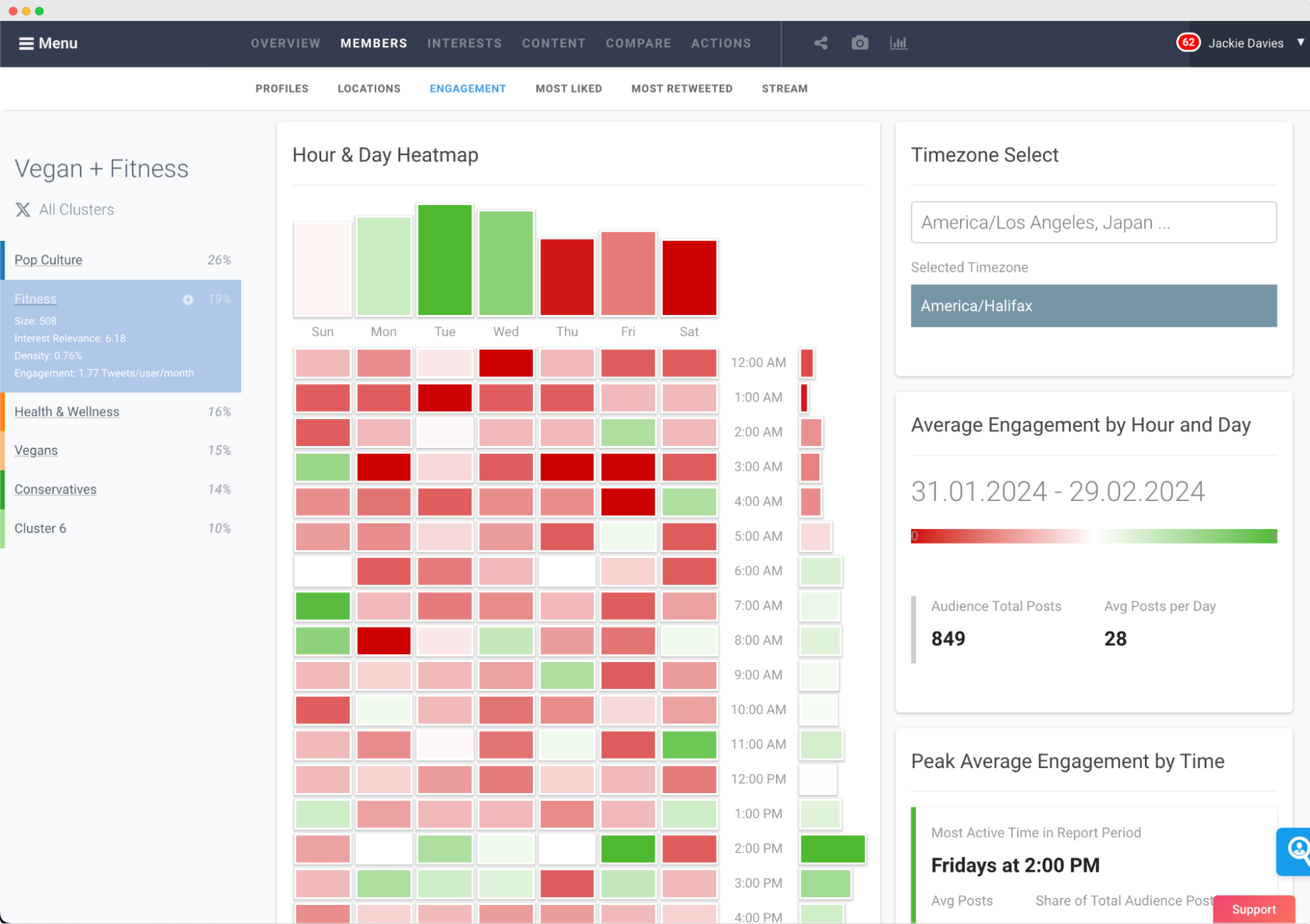 Image of Vegan and Fitness audience - Affinio dashboard