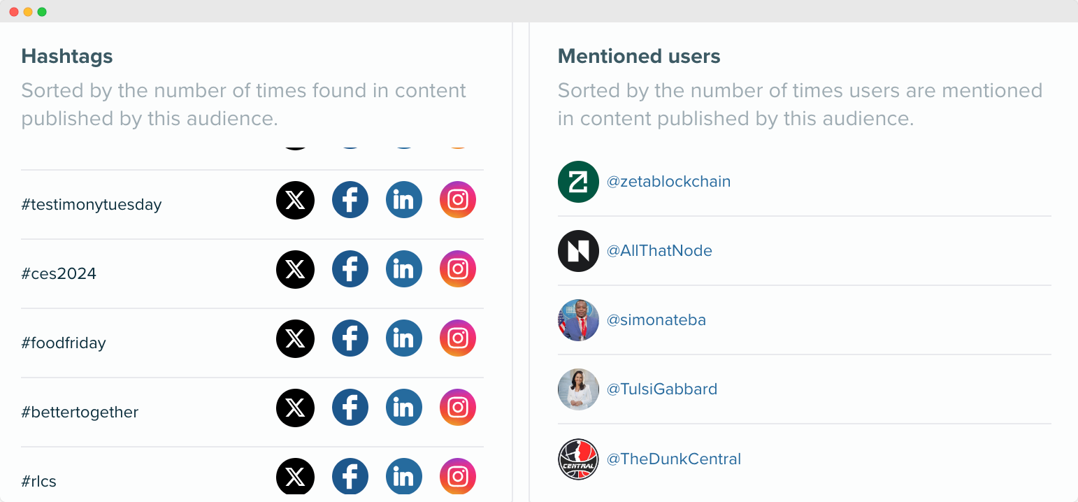 image of an Audiense report on the Shopify audience segment of “E-commerce Solutions” - hashtags