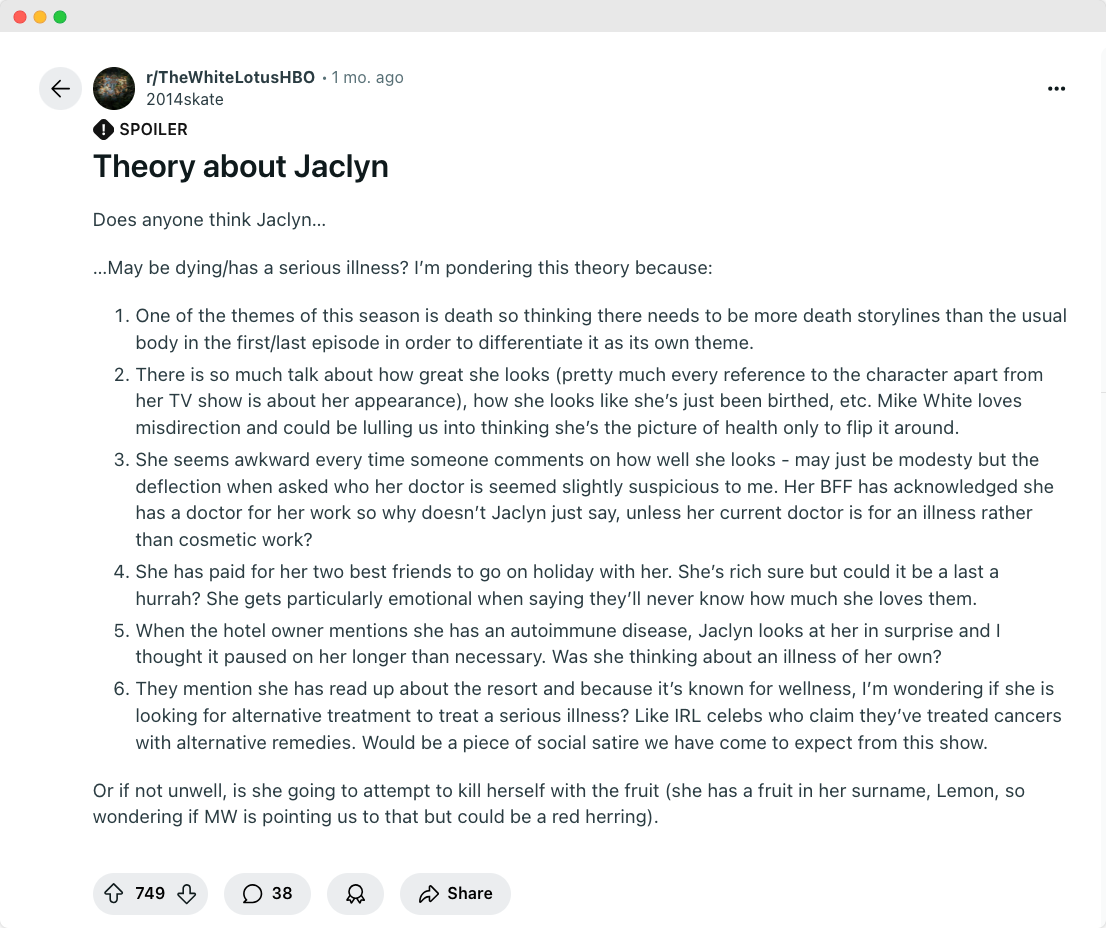 Audiense blog - image - Theory about Jaclyn The White Lotus