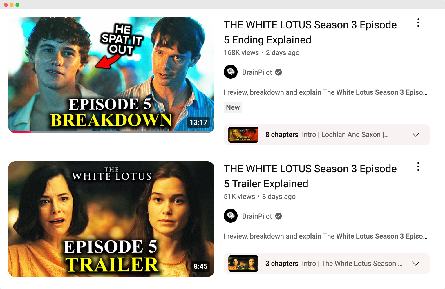 Audiense blog - image - The White Lotus show - Youtube videos