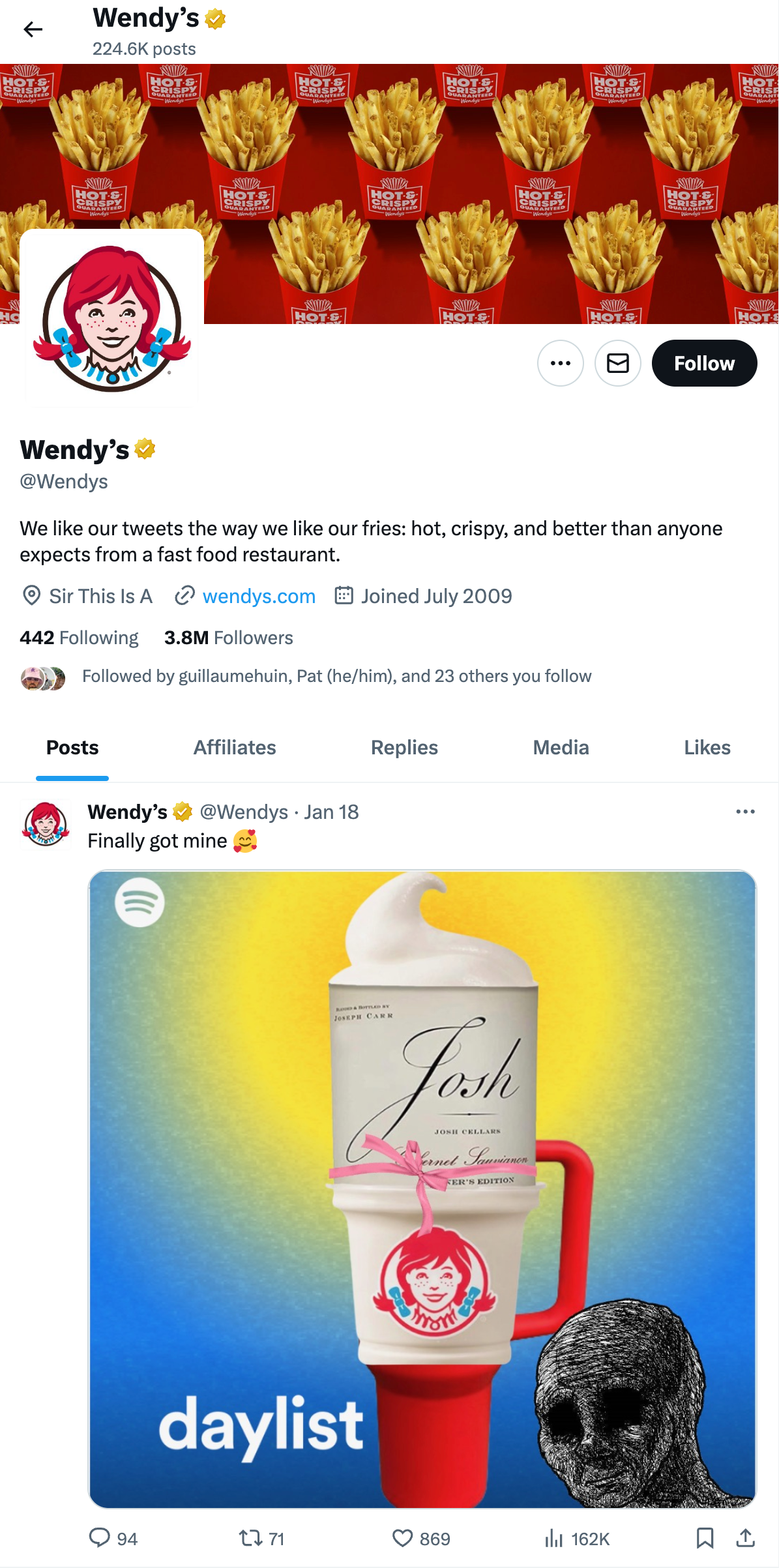 Audiense blog - Wendy’s Twitter account